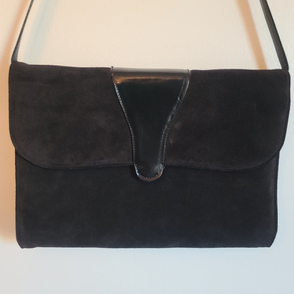 Coret Vintage Black Suede Shoulder Bag